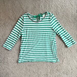 Chico's Striped Casual Long Sleeve Top Size 2 (Large) Kelly Green Bead Sparkle
